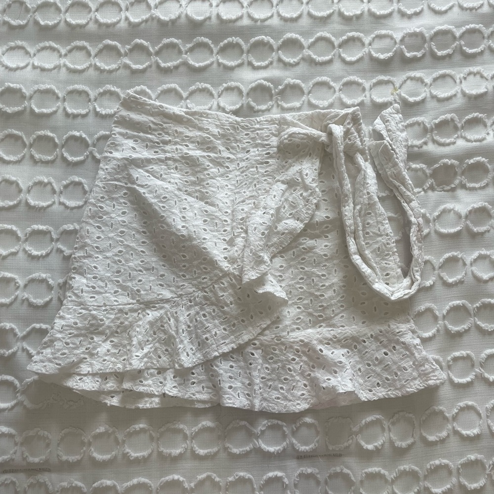 White eyelet tie skirt